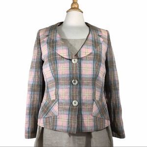 Barbara Lohmann pink blue linen blazer size 38 EU